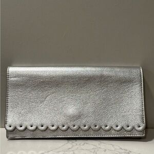 Banana Republic Silver Scalloped Women's  Leather Clutch